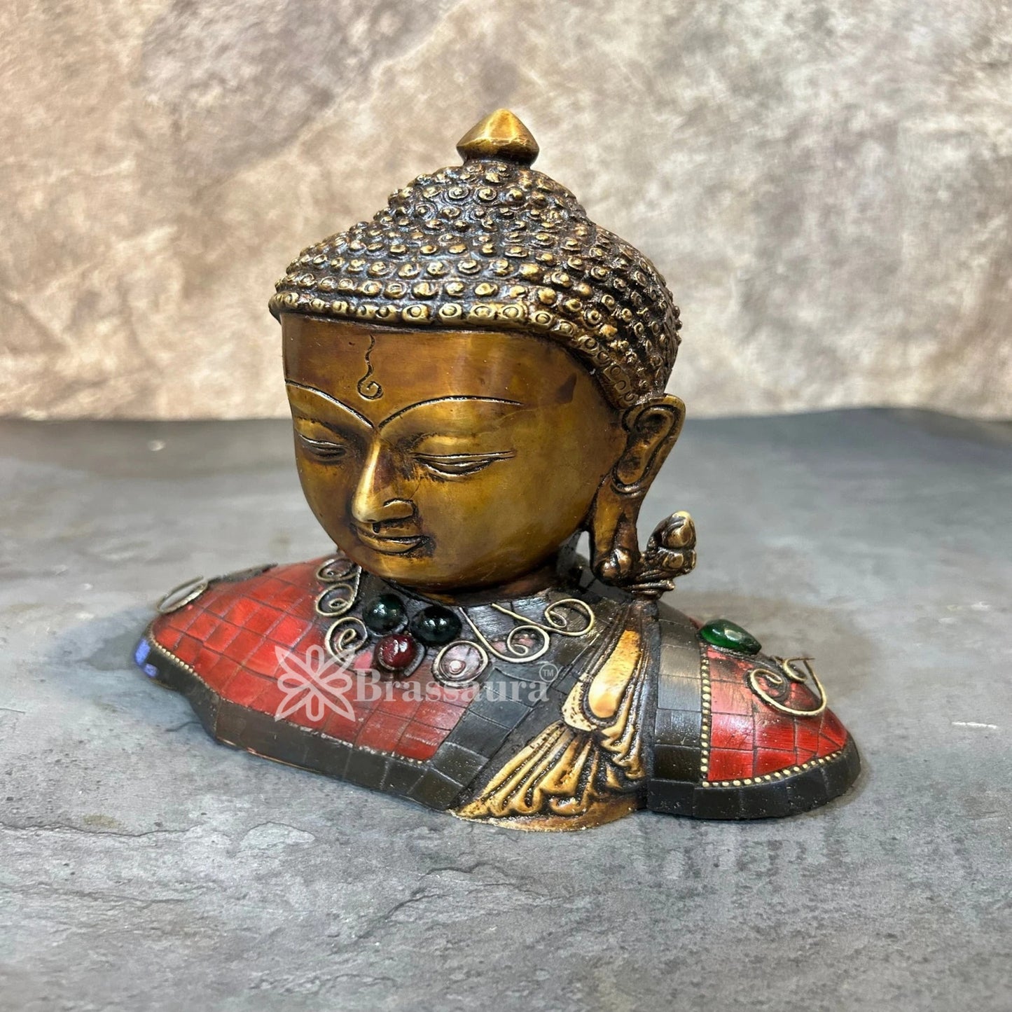 Brass Head Artistic Buddha Weight 1.5 kg & Height 6.5 Inch
