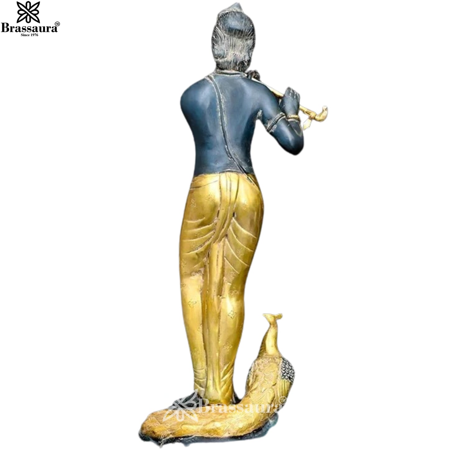 Brass Krishna Murti Weight 14.6 Kg And Height 28.3 Inch