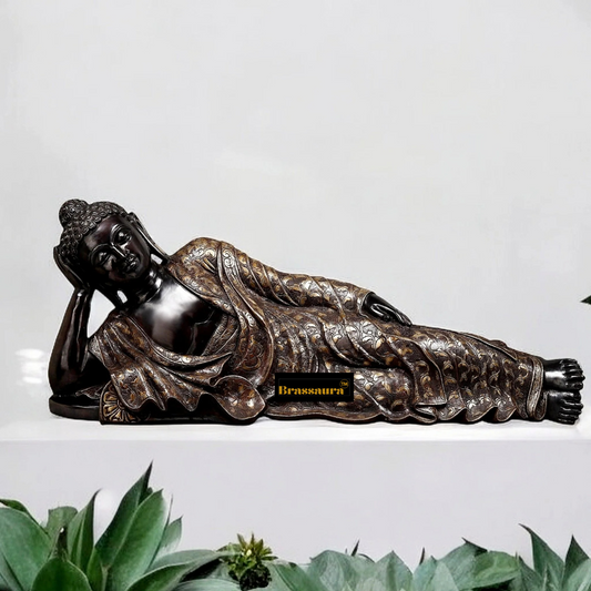 Brassaura™ Pure Brass Buddha Idol – Height 19 Inches, Weight 61.21 Kgs