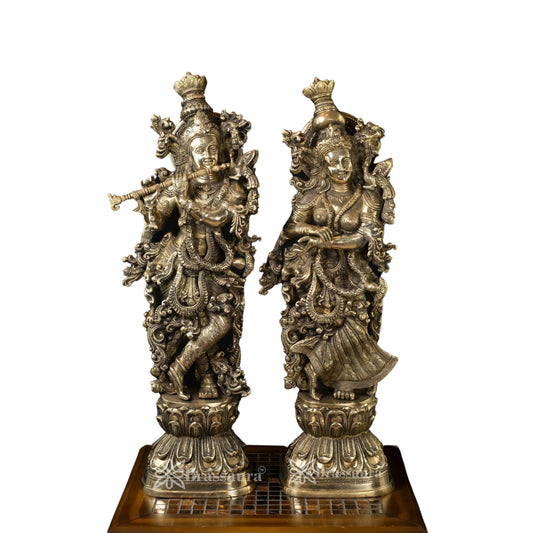 Brass Antique Radha Krishna Weight 31.6 Kg And Height 29 Inch