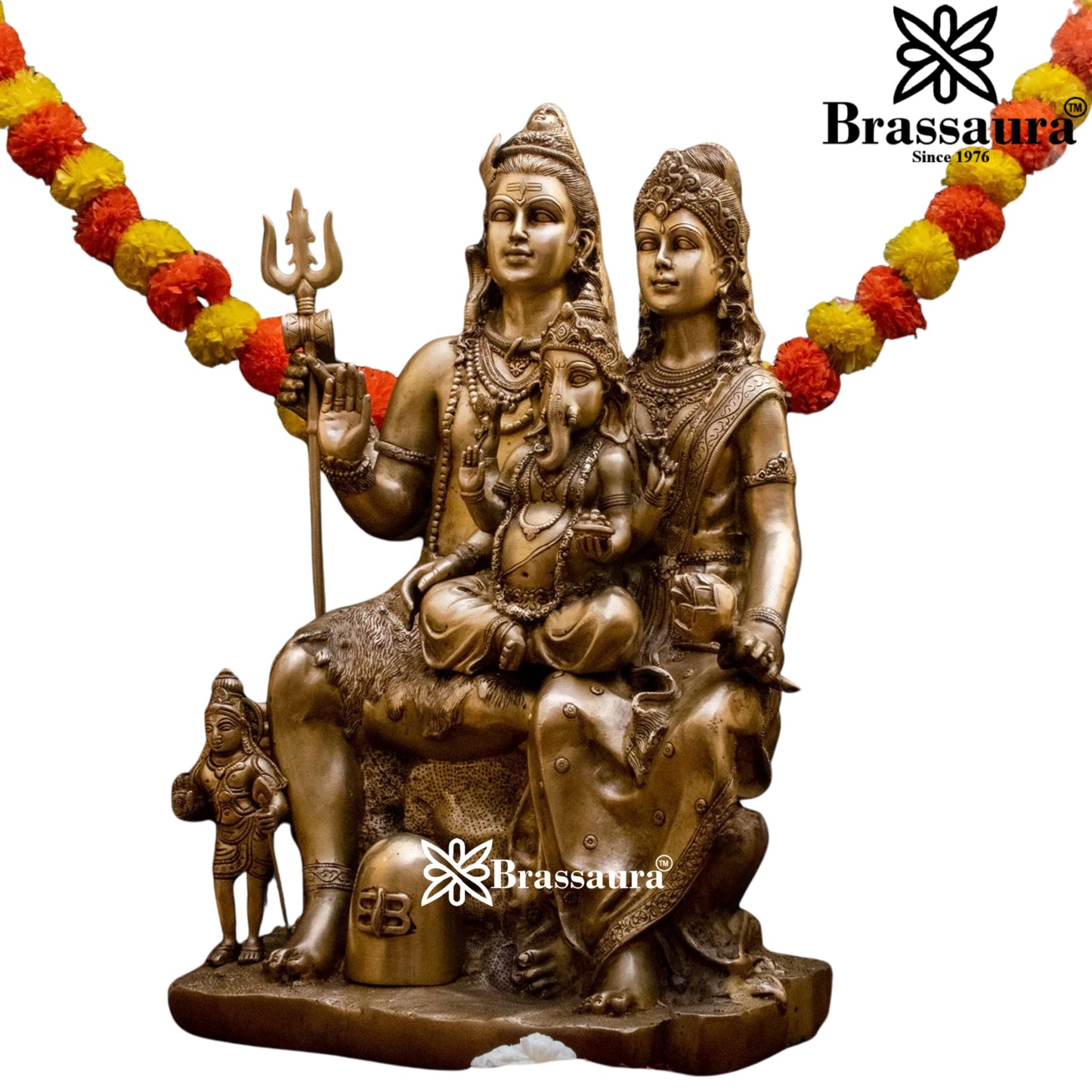 Brass Antique Shiv Family Weight 50 Kg & Height 24 Inch