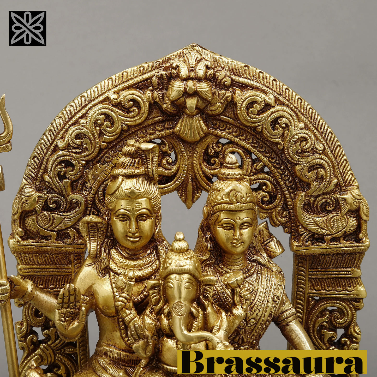 Brass Fine Shiv parivar Idol for Home and Decor | Weight 7 Kg Height 12 inch