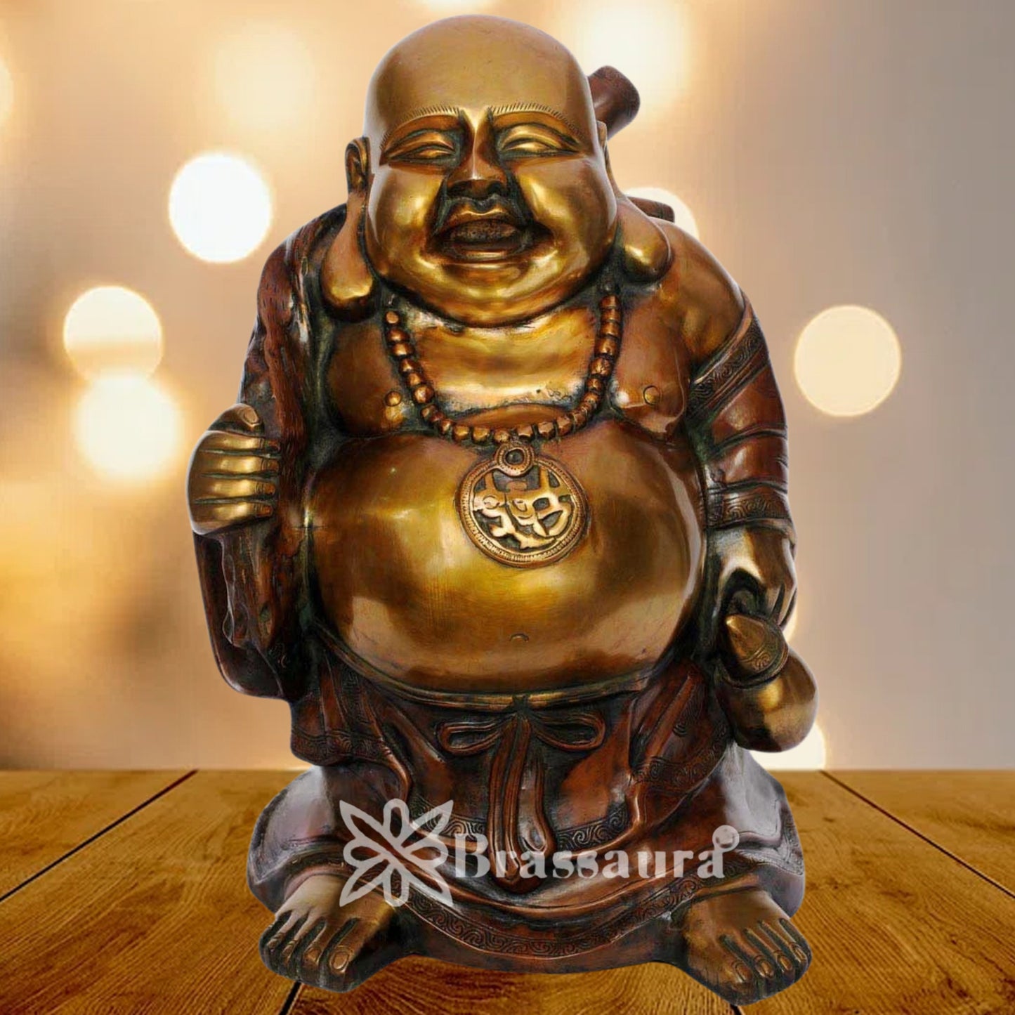 Brass Standing Laughing Buddha Weight 21 Kg & Height 20 Inch