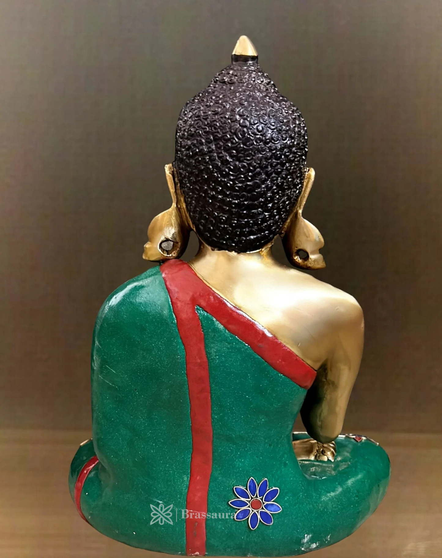 Brassaura™ Pure Brass Blessing Buddha Statue with Medicine Bowl – Height 20 Inches, Weight 20 Kgs