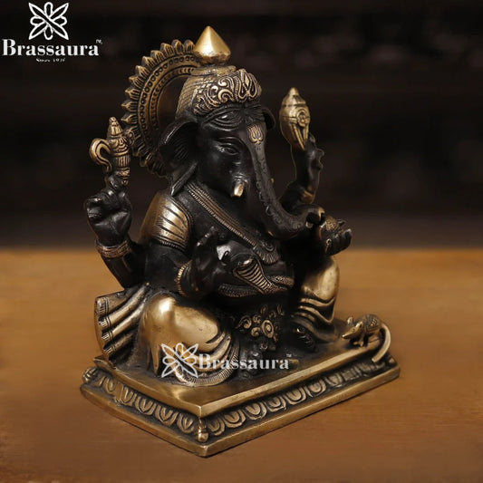 Brass Ganesha Weight 4.6 Kg & Height 9 Inch