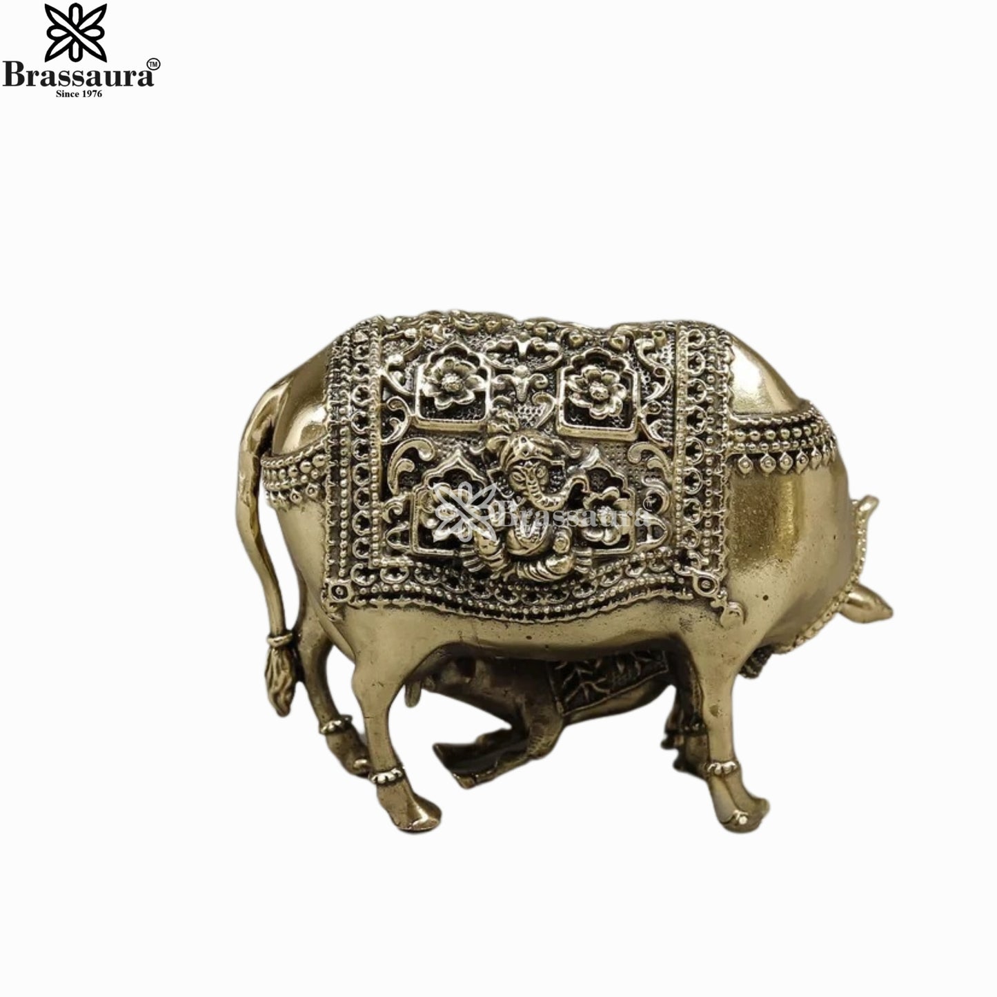Brass Super Fine Kamdhenu For Home Décor And Gift Items Weight 0.216 kg Height 3 Inch