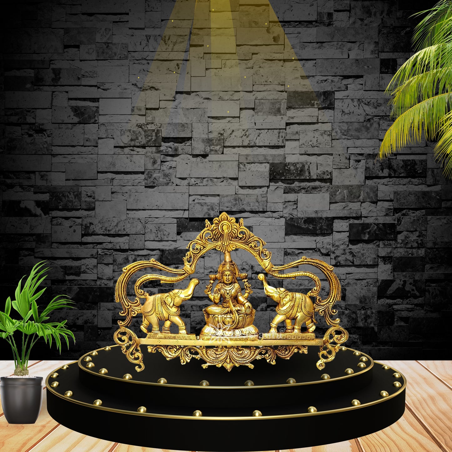 Brassaura™ Brass Gaja Lakshmi Wall Hanging - Height 11 Inches & Weight 4 Kgs