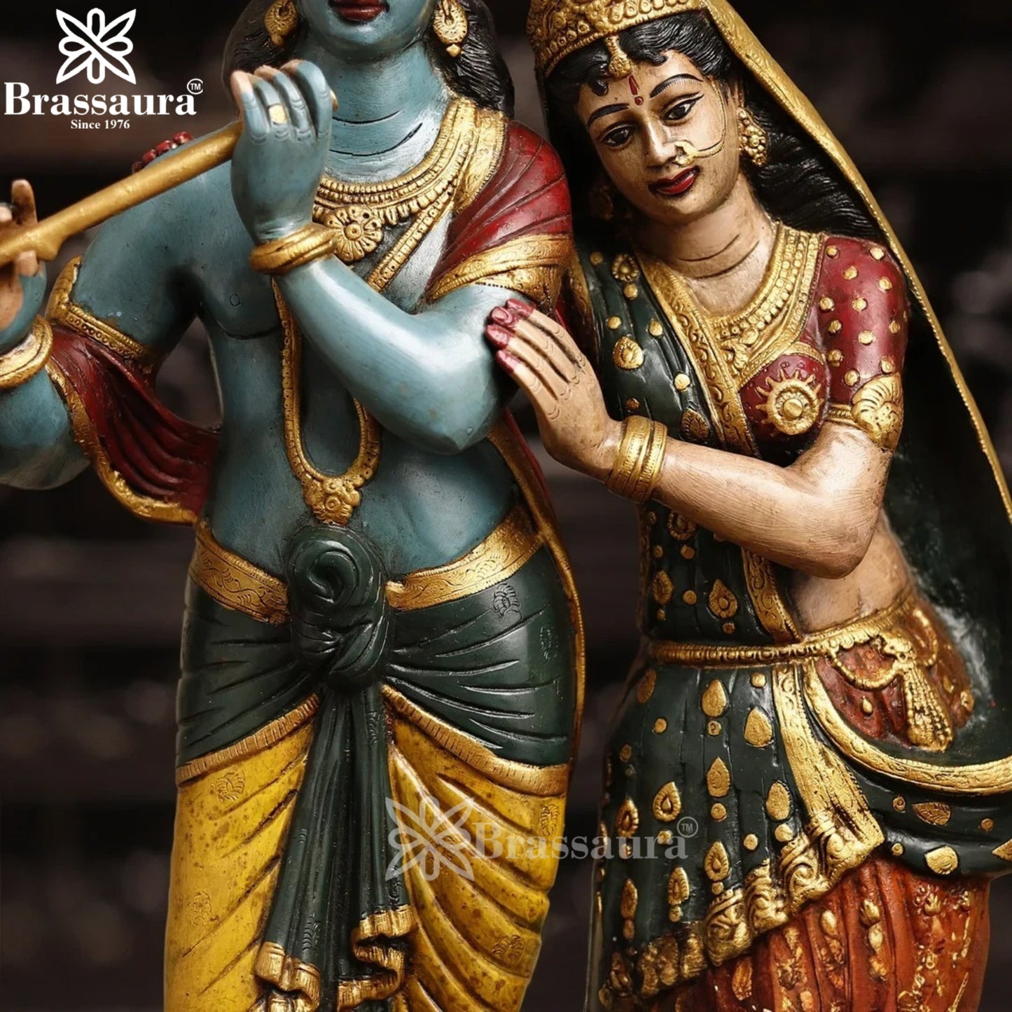 Brass Radha Krishna Murti Weight 20.27 Kg And Height 23 Inch