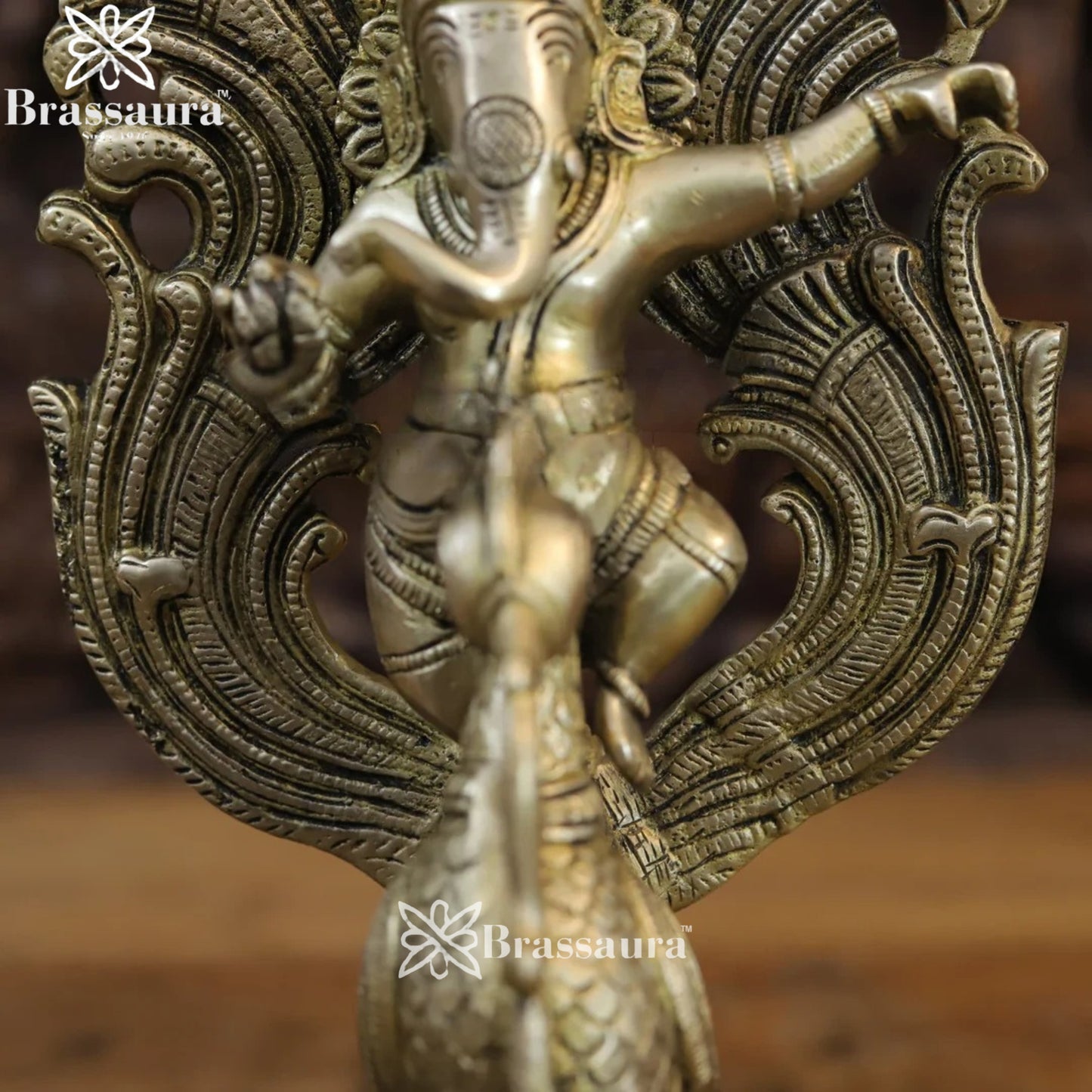 Brass Peacock Ganesha Weight 4.28 Kg & Height 14 Inch