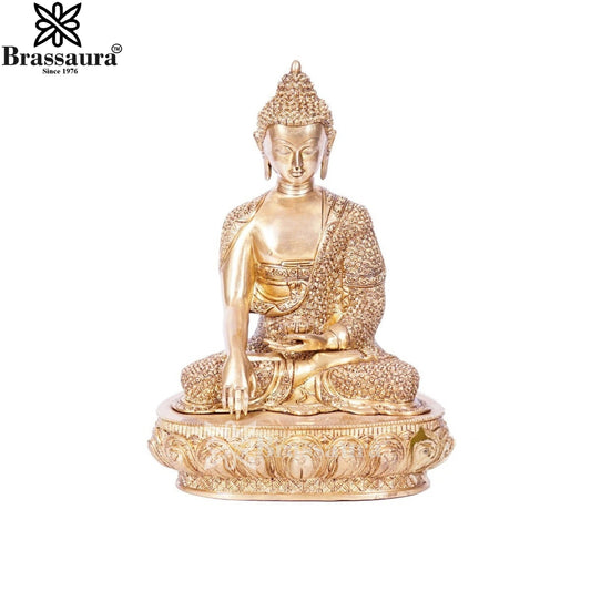 Brass Bhumisprasa Antique Buddha Weight 10.5 kg & Height 17 Inch