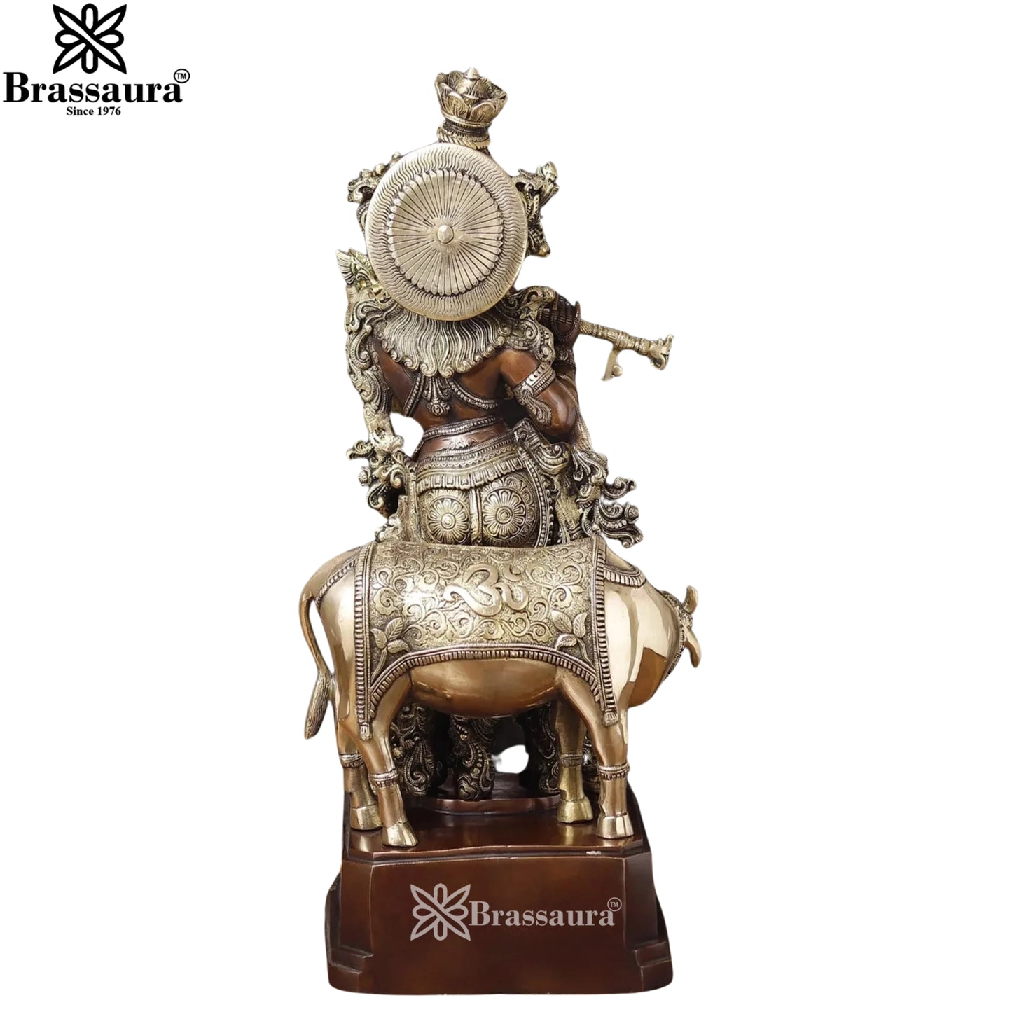 Brass Antique Cow Krishna Murti Weight 34.6 Kg And Height 28 Inch