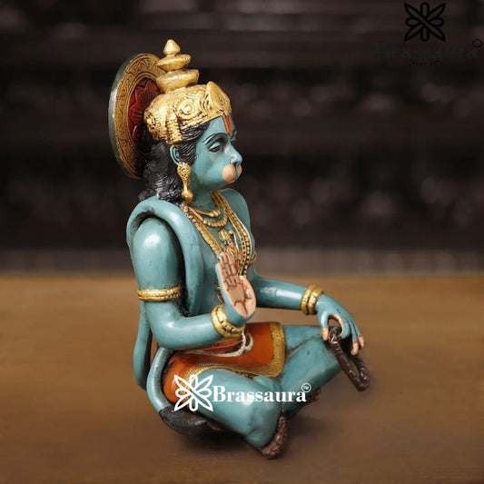 Brassaura™ Brass Sankat Mochan Hanuman Murti – Height 11 Inches & Weight 4.63 Kgs | Spiritual Home Accent
