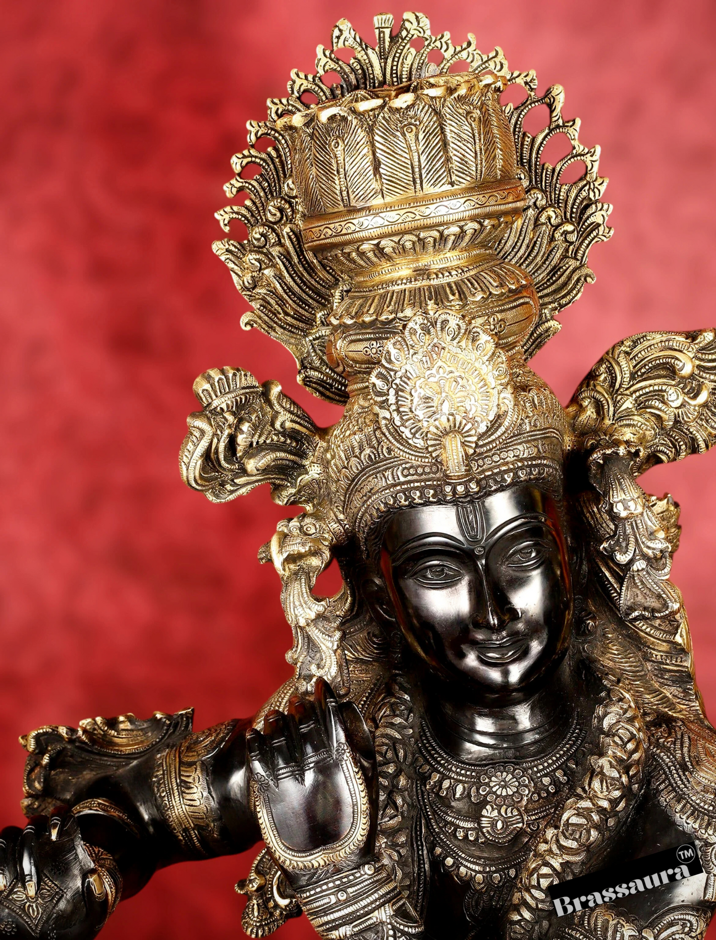 Brassaura™ Superfine Brass Large Krishna Statue – Height 46 Inches & Weight 66 Kgs