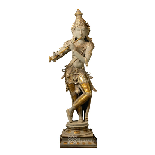 Brass Krishna Murti Weight 20.3 Kg And Height 34 Inch