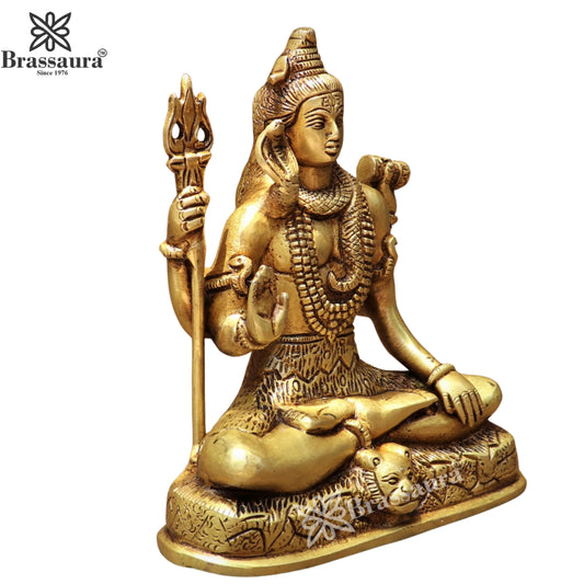 Brassaura™ Brass Lord Shiva Murti – Height 8 Inches & Weight 2.5 Kgs | Sacred Home Décor