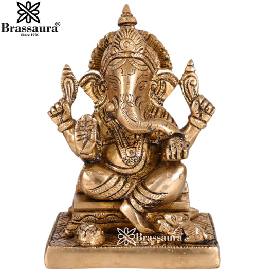 Brass Ganesha Statue Weight 1.51 Kg & Height 5 Inch