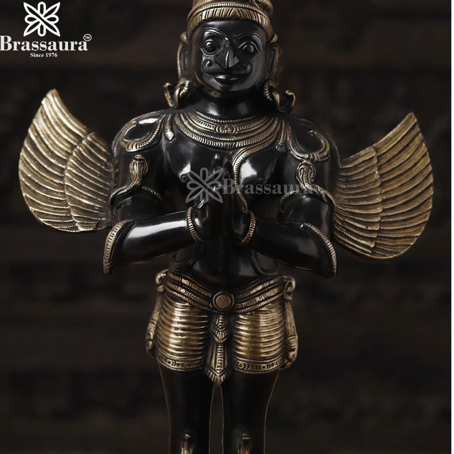 Brass Standing Garud Statue Weight 9.58 Kg And Height 22 Inch