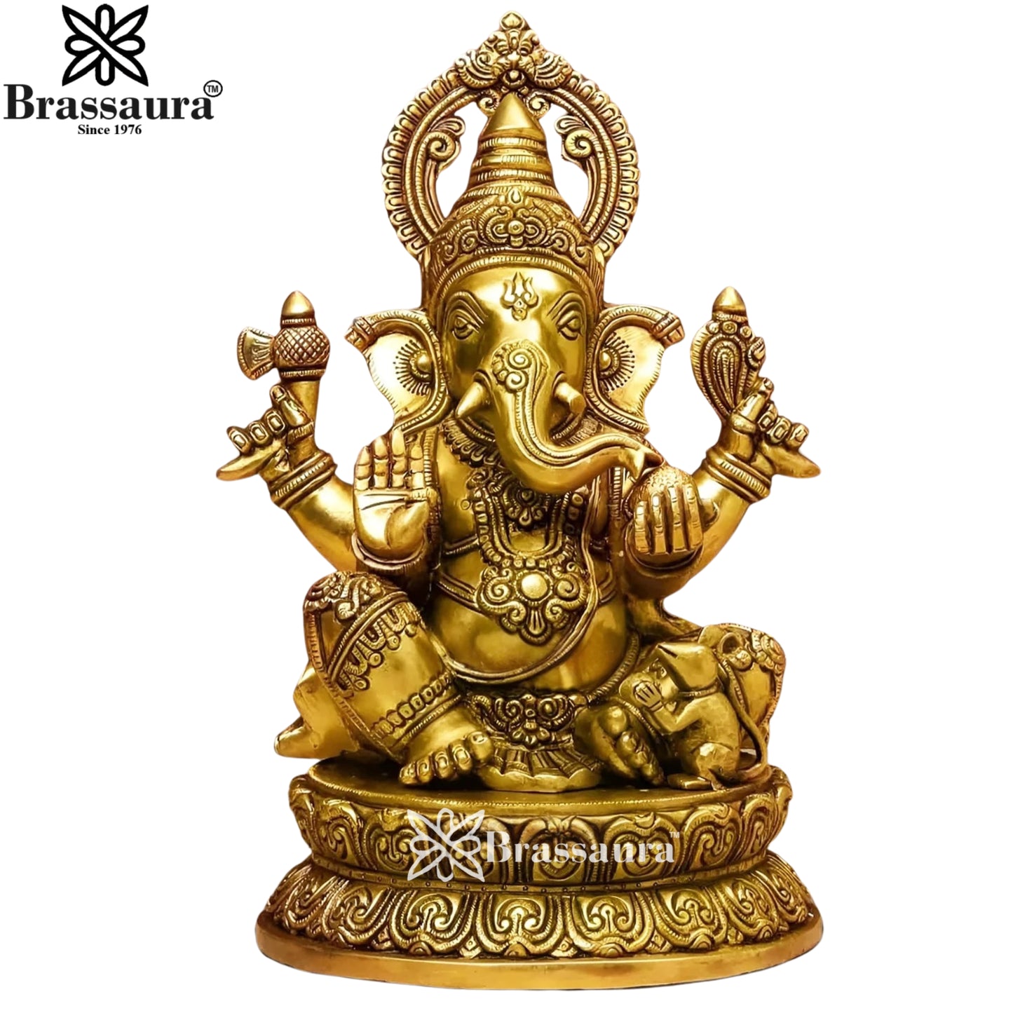 Brass Super fine Ganesha Weight 11.5 Kg & Height 14 Inch
