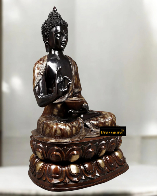 Brassaura™ Pure Brass Buddha Idol – Height 38 Inches, Weight 54.85 Kgs