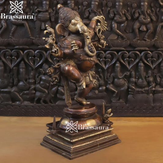 Brass Dancing Ganesha Weight 34.6 Kg & Height 30 Inch