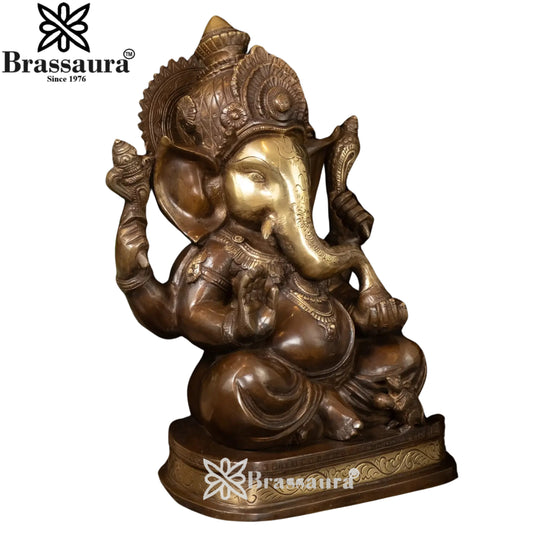 Brassaura Brass Ganesha Idol | Height 14 Inches