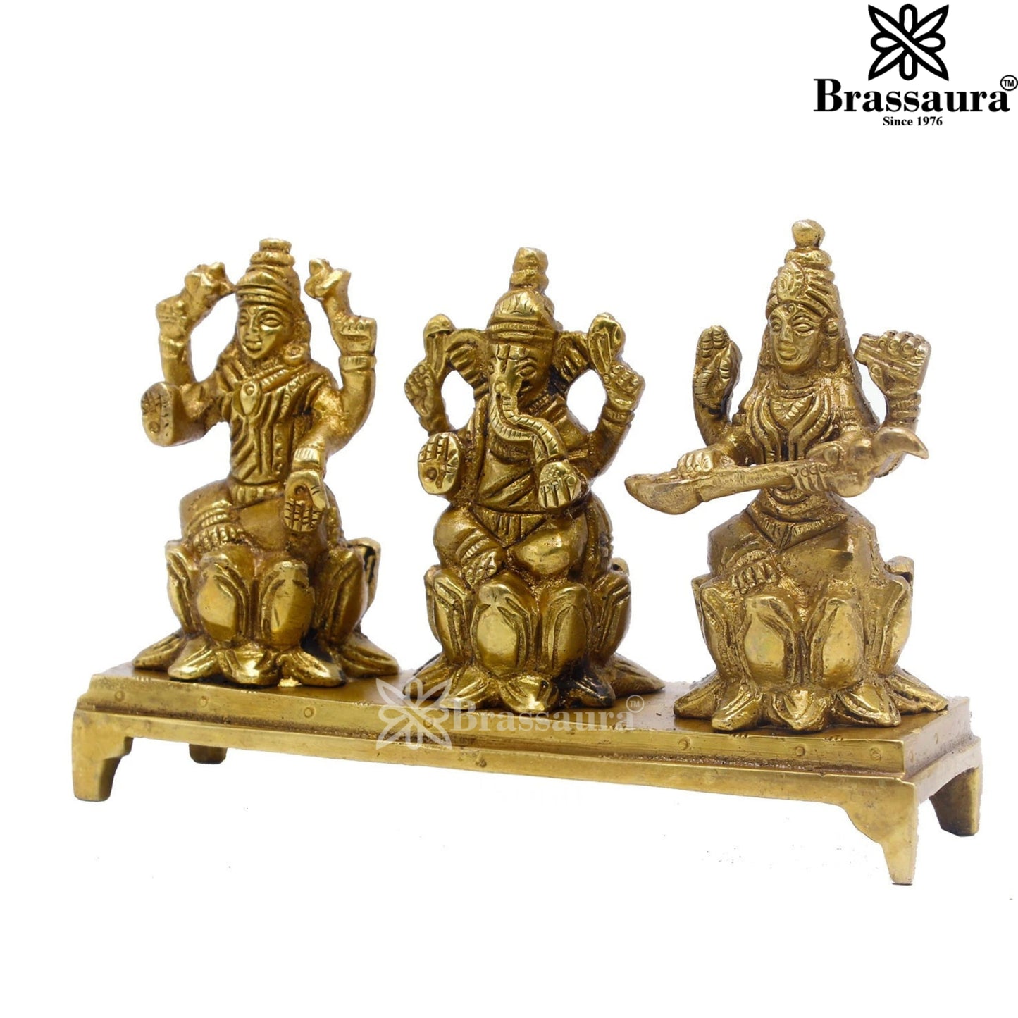 Brass Classic Lakshmi Ganesh Saraswati Weight 0.6 Kg & Height 3.25 Inch