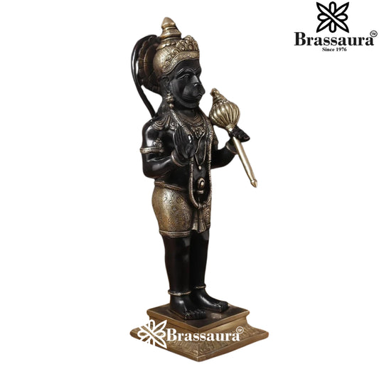 Brassaura™ Brass Vintage Black Hanuman Idol Height 23 Inches & Weight 12.58 Kgs | Temple & Living Room