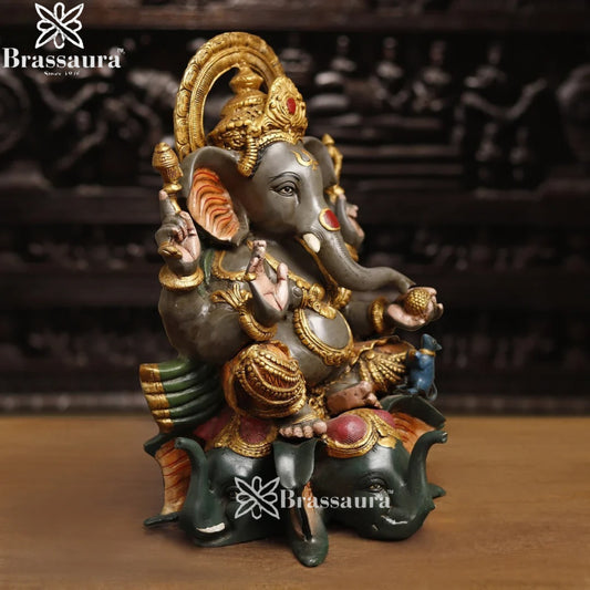 Brass Artistic Ganesha Weight 17.6 Kg & Height 16.5 Inch