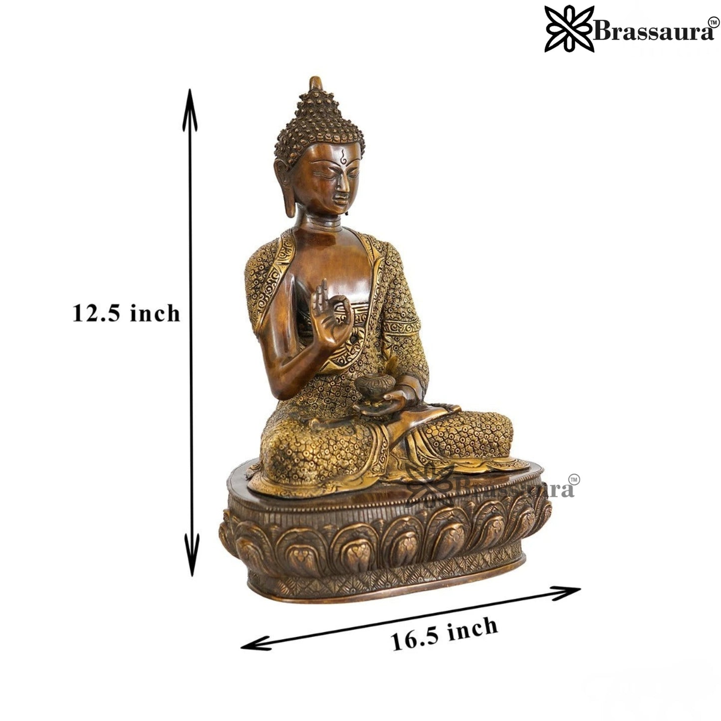 Brass Blessing Buddha Weight 10.5 kg & Height 16 Inch