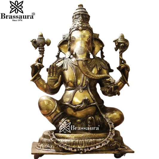 Brass Ganesha Statue Weight 21.7 Kg And Height 20 Inch