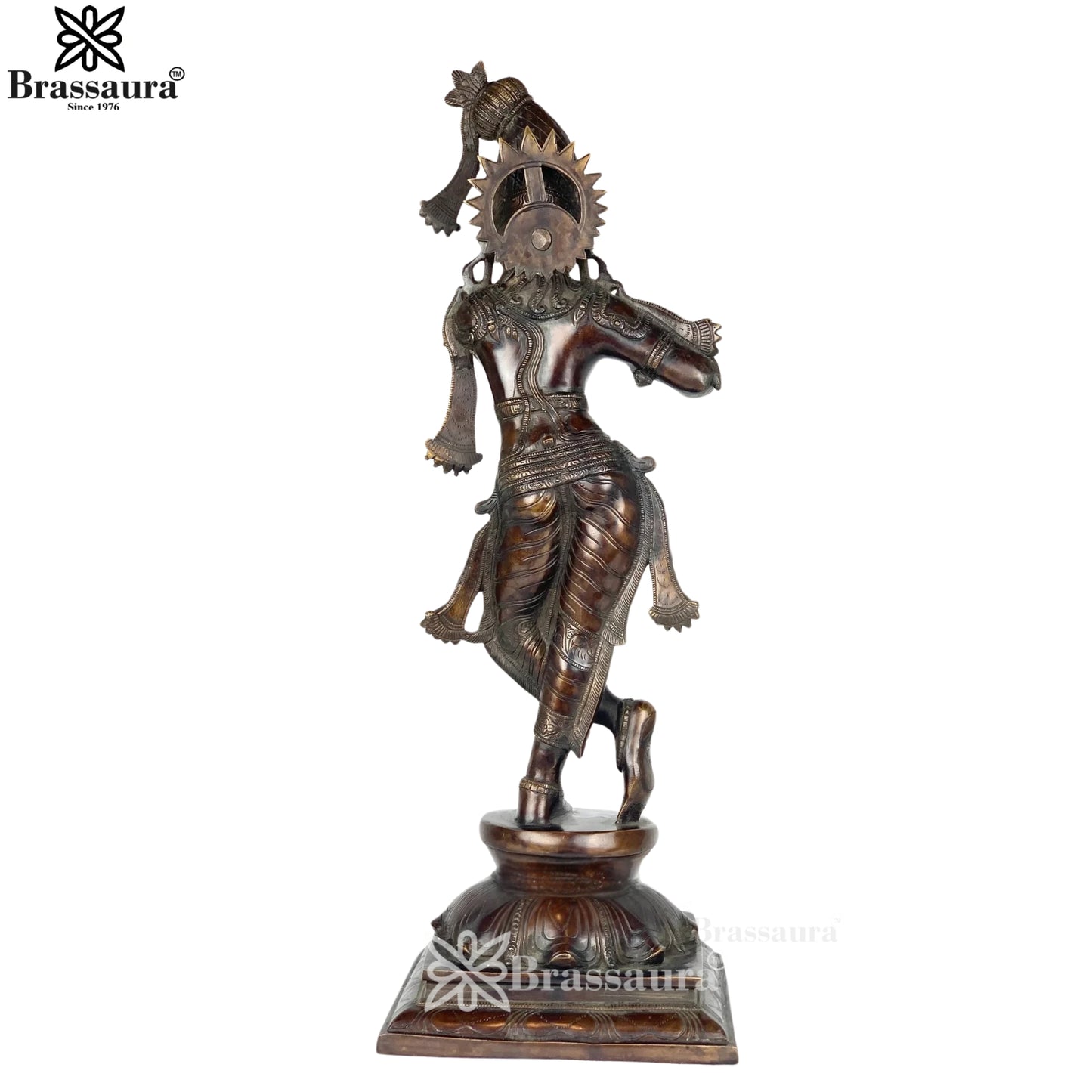Brass Antique Krishna Murti Weight 11 Kg And Height 23.5 Inch