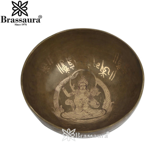 Brass Tara Singing Bowl & Cushion Weight 1 Kg & Height 3 Inch