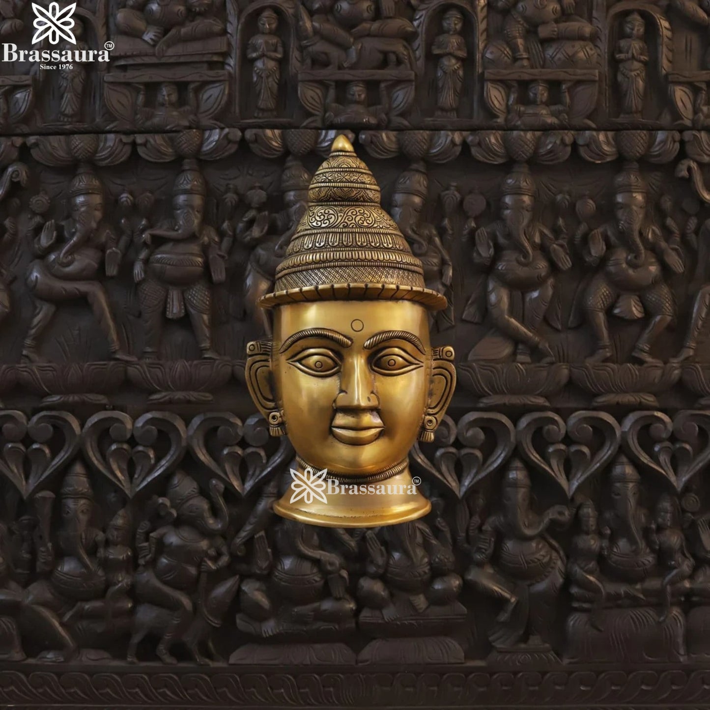 Brass Parvati Head Statue Weight 2.32 Kg And Height 14 Inch