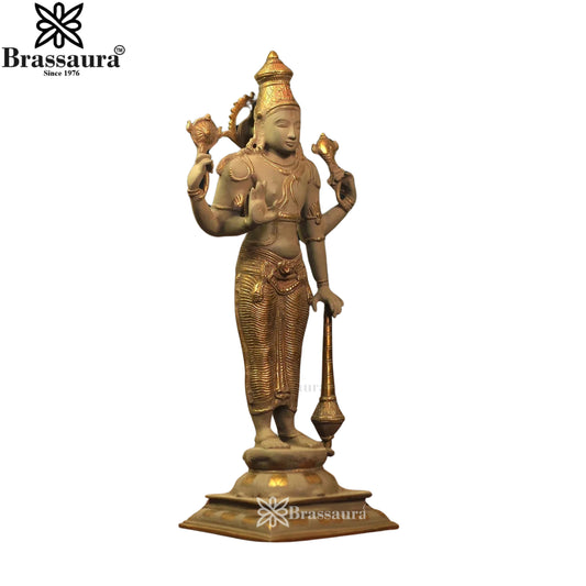 Brassaura® Lord Vishnu Brass Statue | Pure Brass | Height 20 Inches