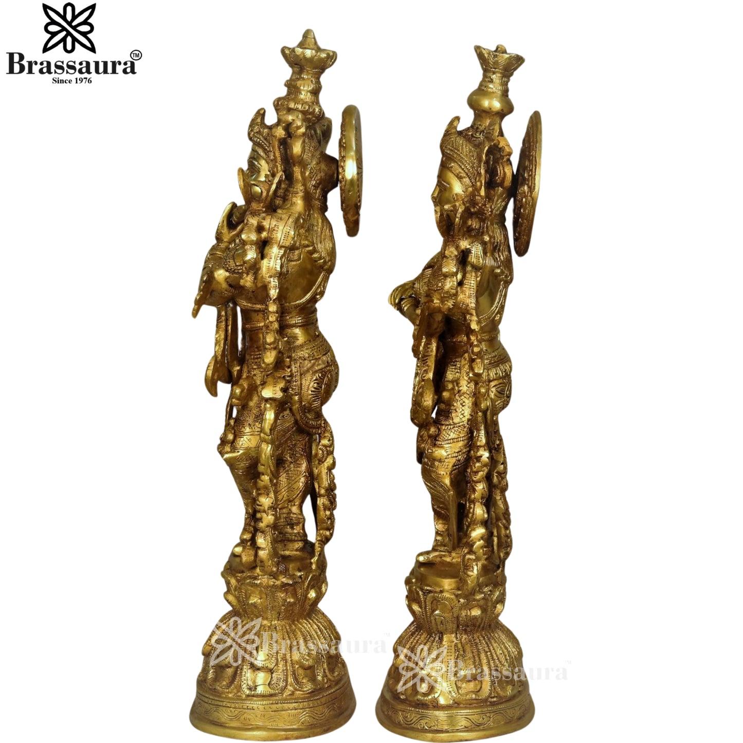 Brass Royal Gold Radha Krishna Statue Weight 16.3 Kg And Height 20 Inch