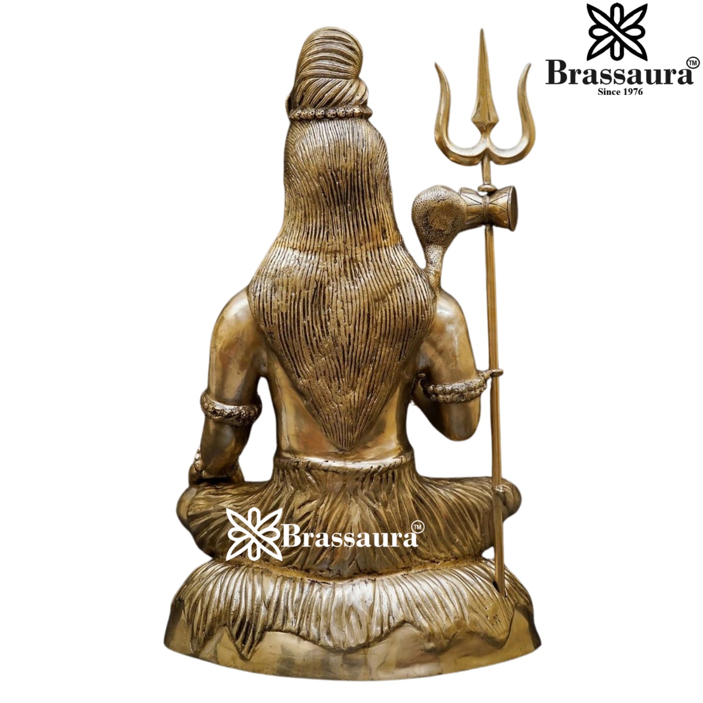 Brassaura™ Classic Brass Shiva Murti – Height 34 & Weight 35 Kgs | Sacred Idol for Temple & Home