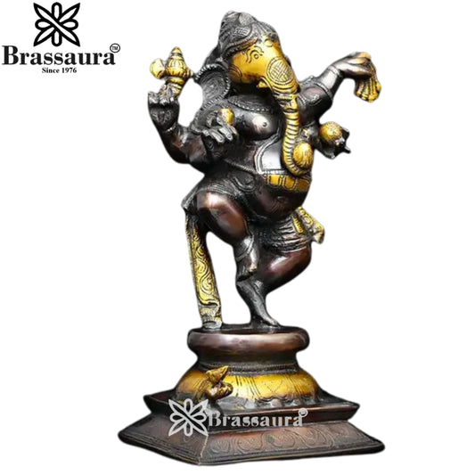 Brassaura Brass Ganesha Idol | Height 9.5 Inches