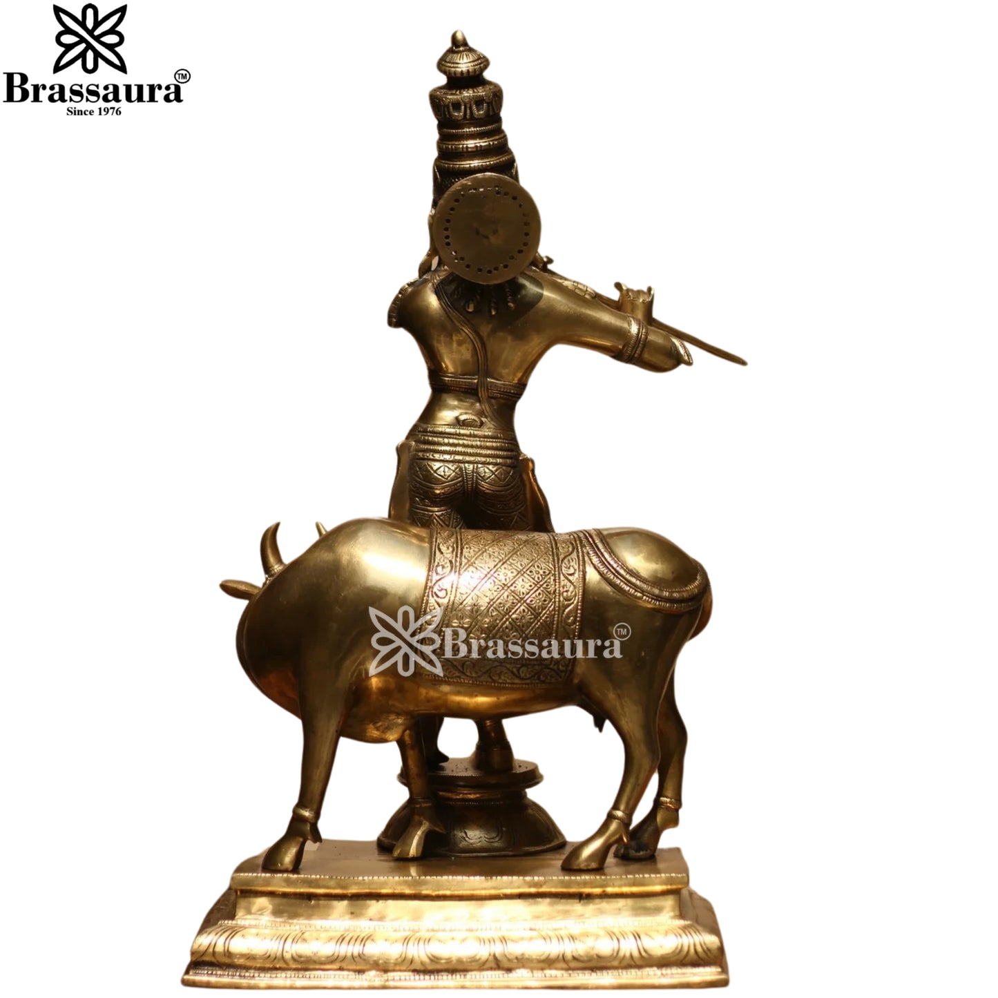 Brass Cow Krishna Murti Weight 26 Kg And Height 25.5 Inch