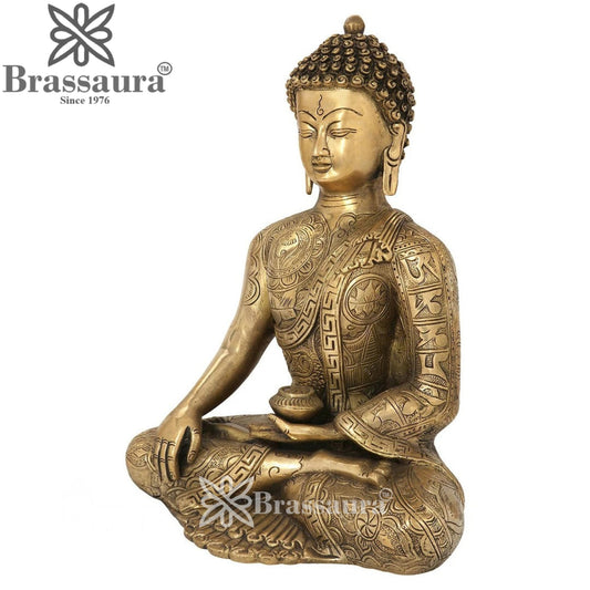 Brass Bhumisprasa Buddha Weight 6.2 kg & Height 12 Inch