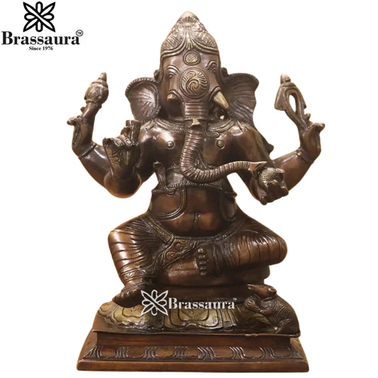 Brass Ganesha Statue Weight 6.5 Kg And Height 12 Inch