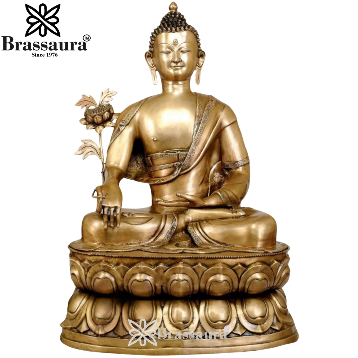 Brass Bhumisprasa Buddha Weight 48 kg & Height 38.5 Inch