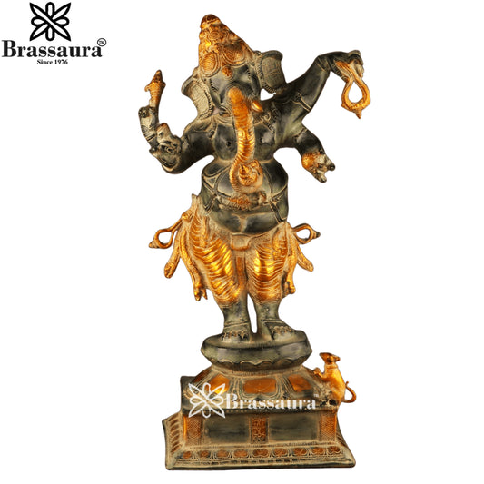 Brass Dancing Ganesha Statue Weight 15.7 Kg & Height 24 Inch