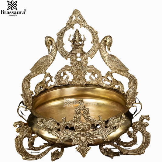 Brass Ganesha Urli For Home Décor And Gift Items Weight 8.5 kg Height 15 Inch