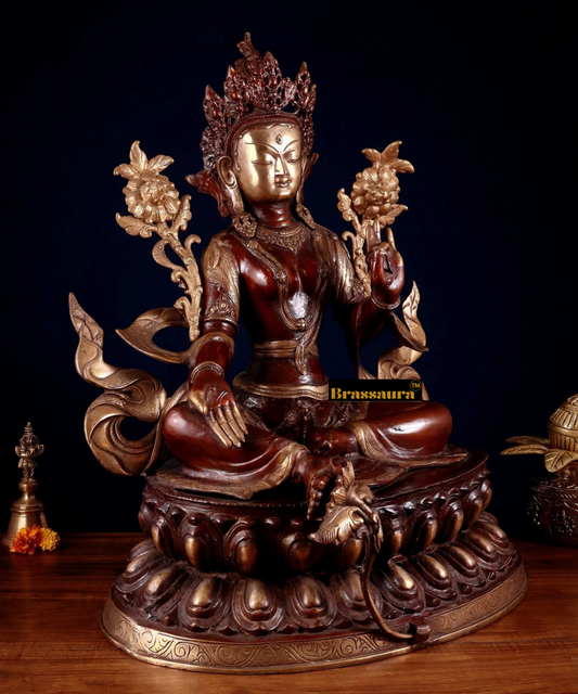 Brassaura™ Pure Brass Tara Statue – Height 24.5 Inches, Weight 22 Kgs