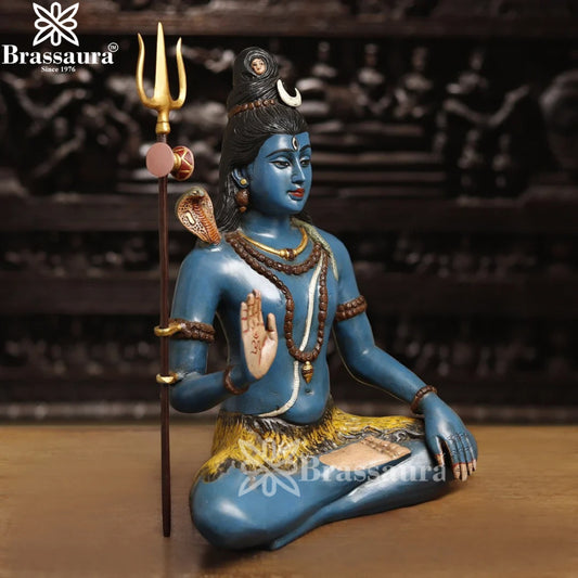 Brassaura™ Pure Brass Lord Shiva Murti – Height 19 Inches & Weight 11.68 Kgs | Devotional Idol