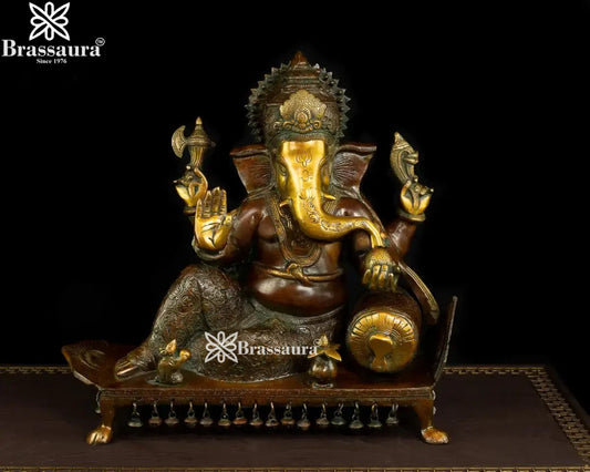 Brassaura™ Brass Ganesha Idol | Height 16 Inches & Weight 15 Kgs