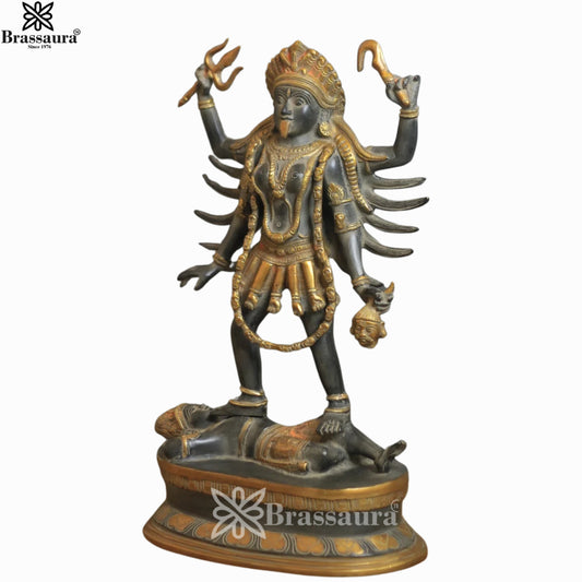 Brassaura™ Artistic Brass Kali Maa Idol – Height 18.75 Inches & Weight 10.04 Kgs | Home & Temple Décor