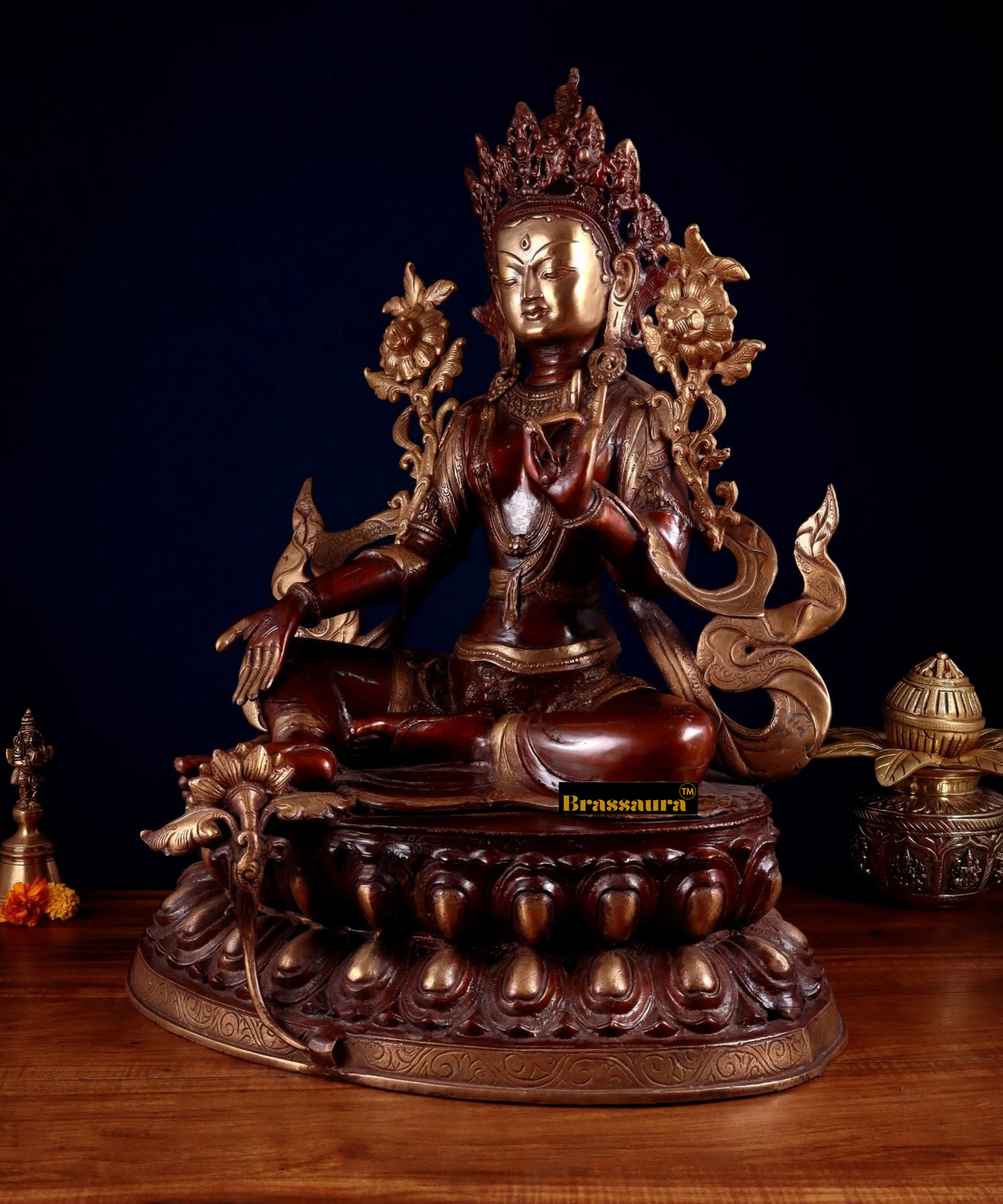 Brassaura™ Pure Brass Tara Statue – Height 24.5 Inches, Weight 22 Kgs