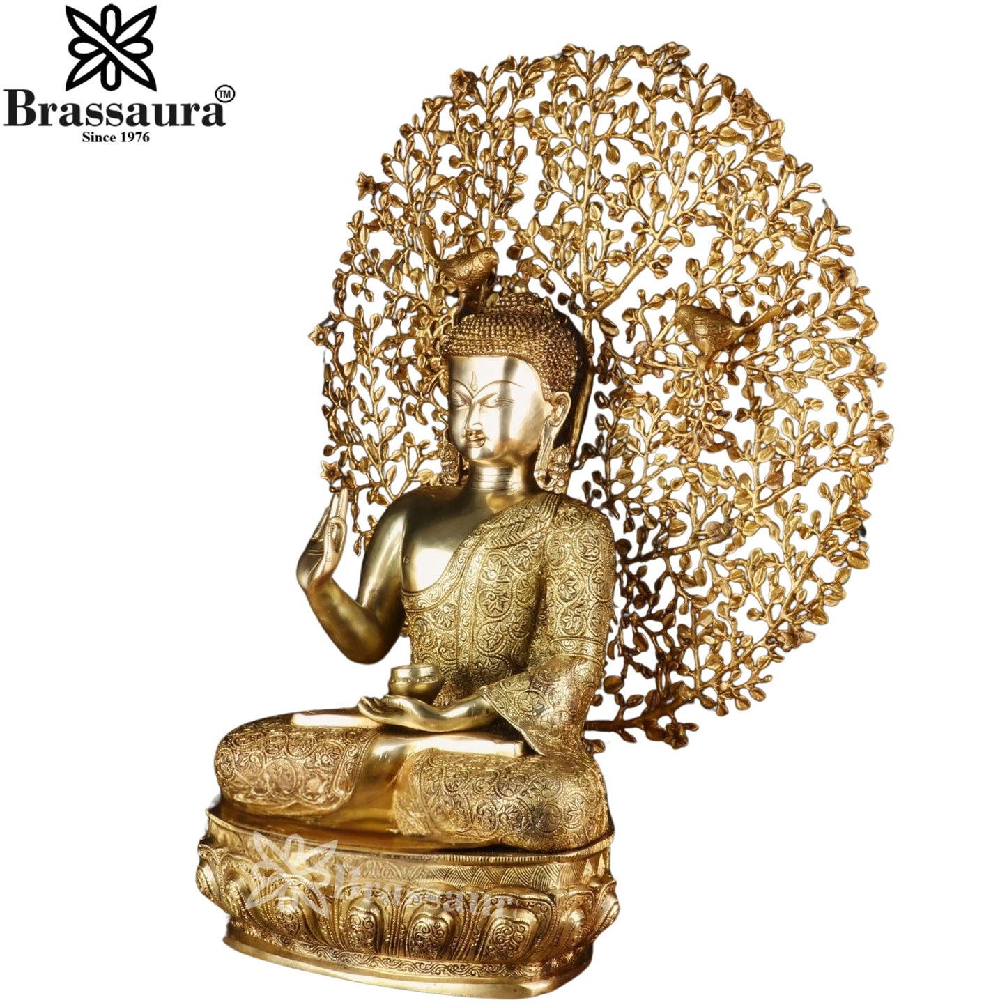 Brass Blessing Tree Buddha Weight 27.3 kg & Height 30 Inch