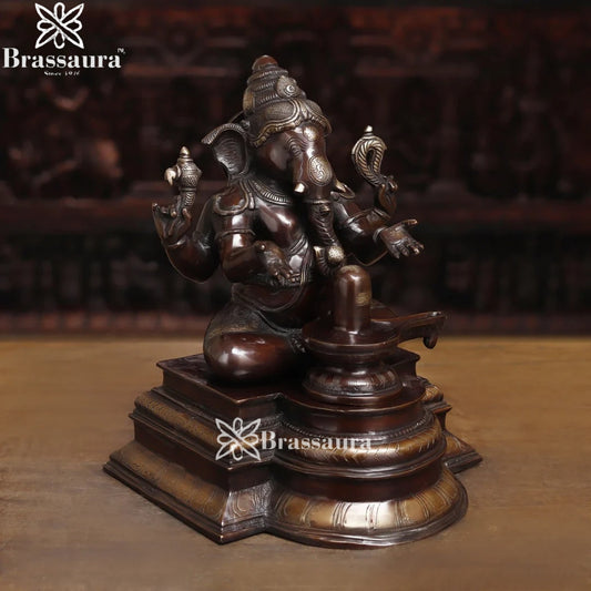 Brass Ganesha & Shivling Weight 15.8 Kg & Height 14.5 Inch